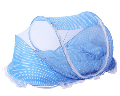 Portable Foldable Baby Bed Net Set with Mattress & Pillow