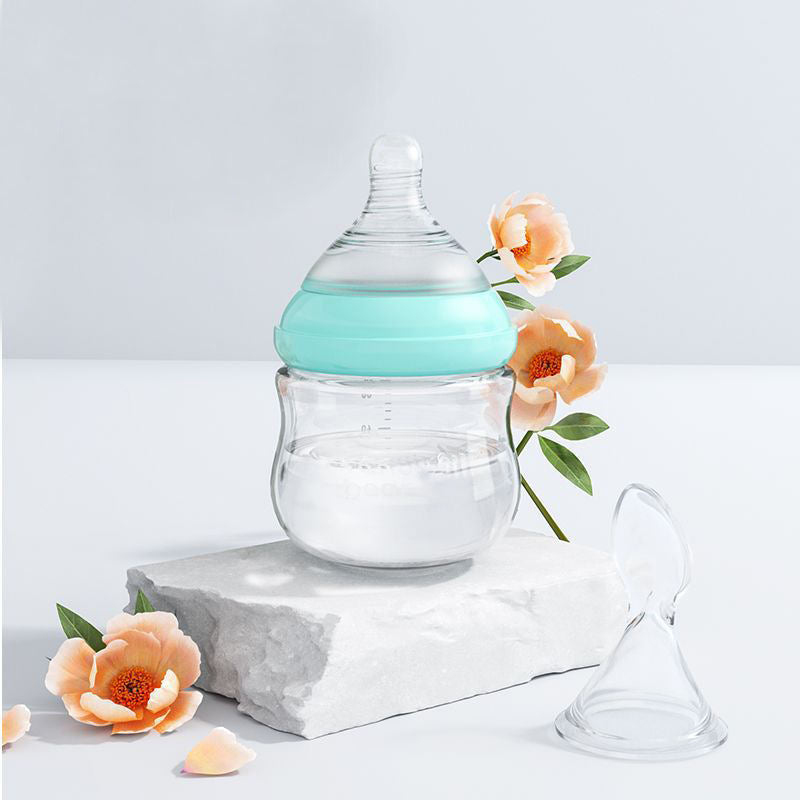 Curved Borosilicate Glass Feeding Bottle & Spoon Set