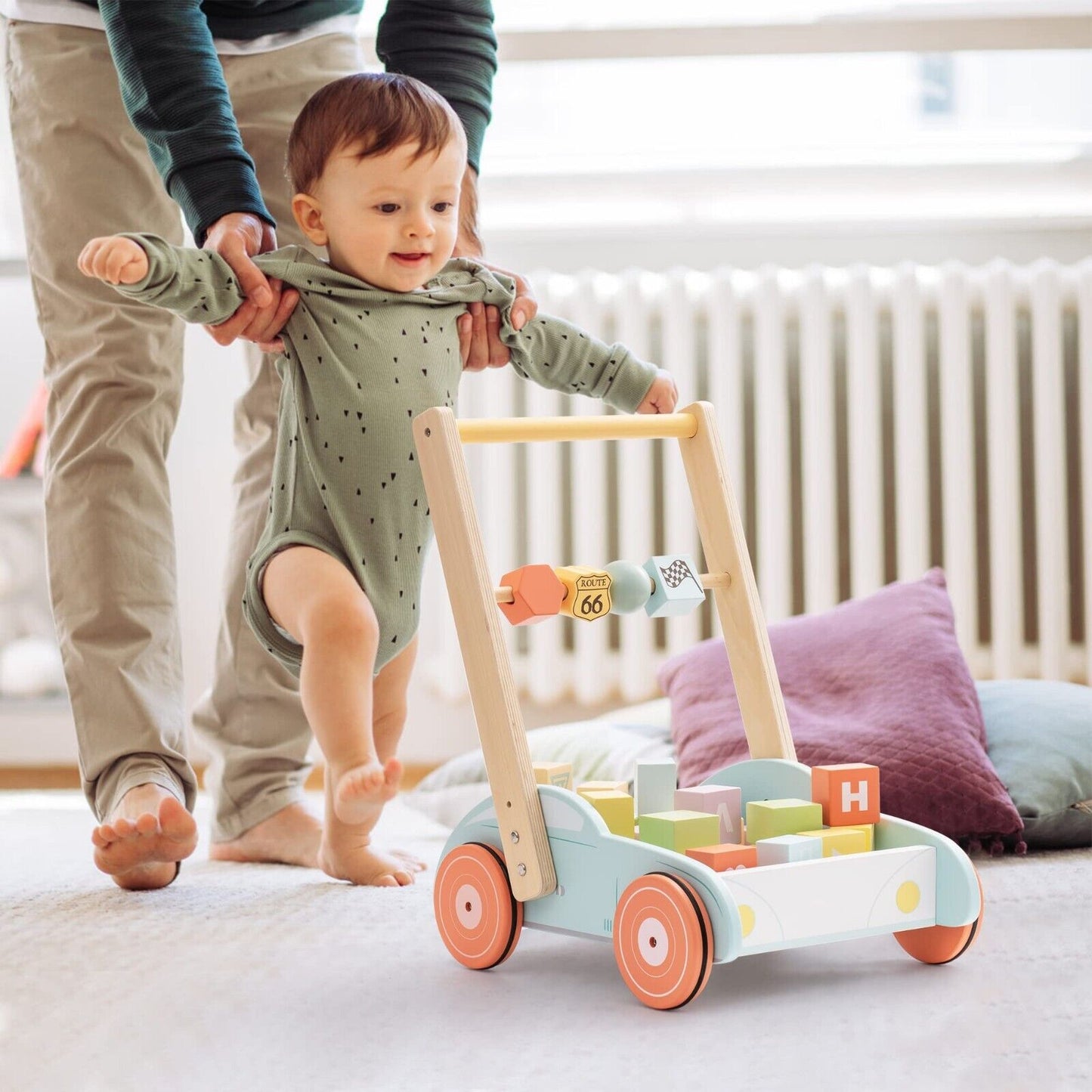 Wooden Baby Walker Push With ABC 123 Toys - Baby Learning Toys Online