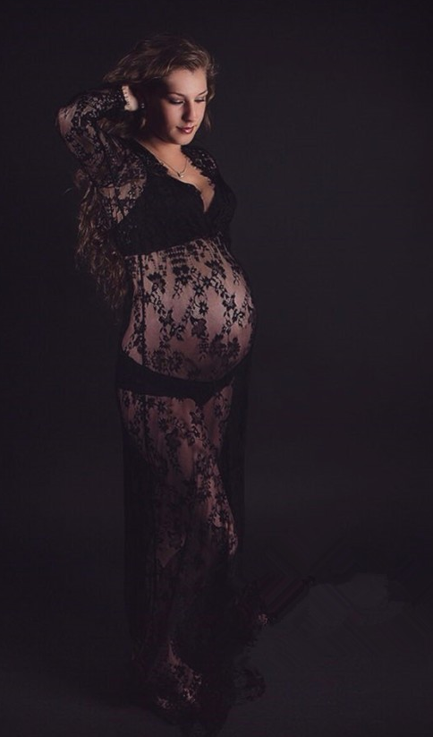 women wear Elegant Lace Maternity Photography Dress