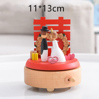 Innovative Rotating Wooden Music Box - Charming Table Decoration