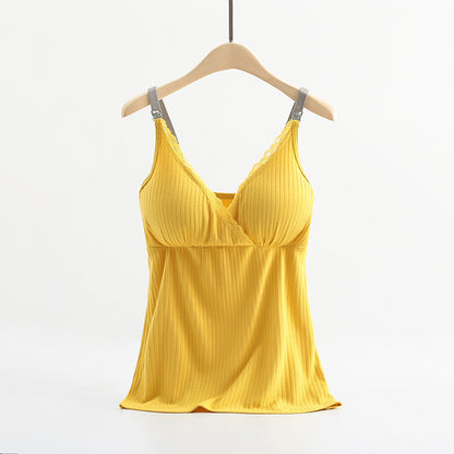 Breastfeeding Friendly Modal Vest with Elastic Cross Bra