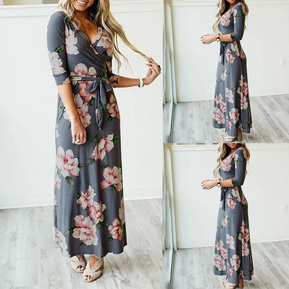 Elegant Printed V-Neck Dress