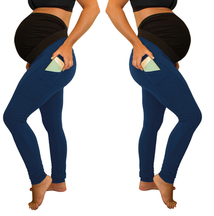 High-Waist Maternity Pants with Side Pockets