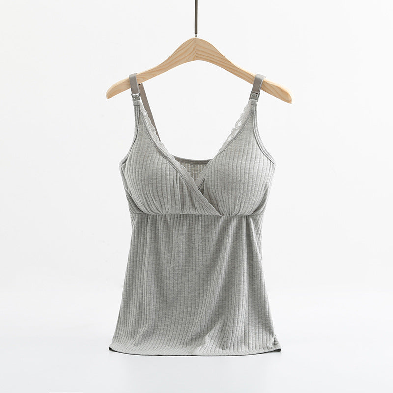 Breastfeeding Friendly Modal Vest with Elastic Cross Bra