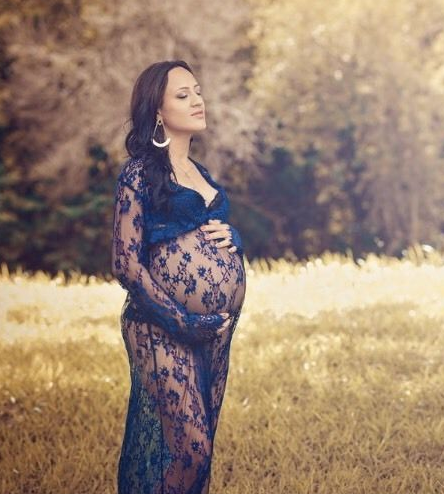 women wear Elegant Lace Maternity Photography Dress