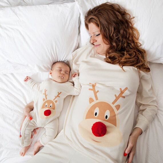 Christmas Deer Printed Family Matching Fur Ball Pajamas