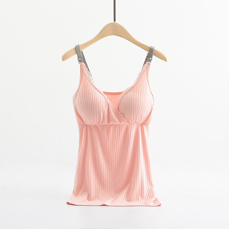 Breastfeeding Friendly Modal Vest with Elastic Cross Bra