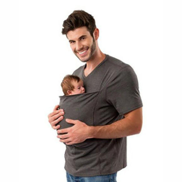 gray Comfy Mom Carrier Baby T-Shirt