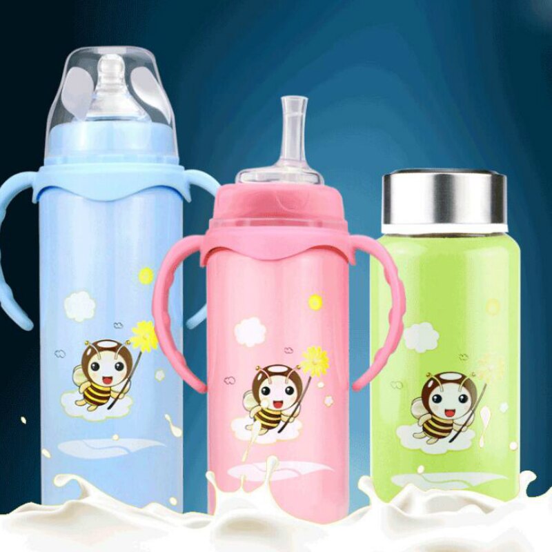 Stainless Steel Insulated Baby Feeding Bottle with Handle