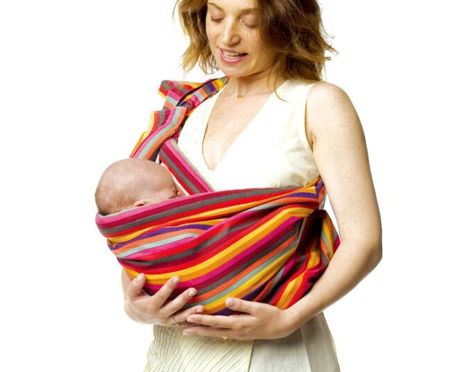 women hold her baby with Cotton Breathable Sling Baby Carrier number 1