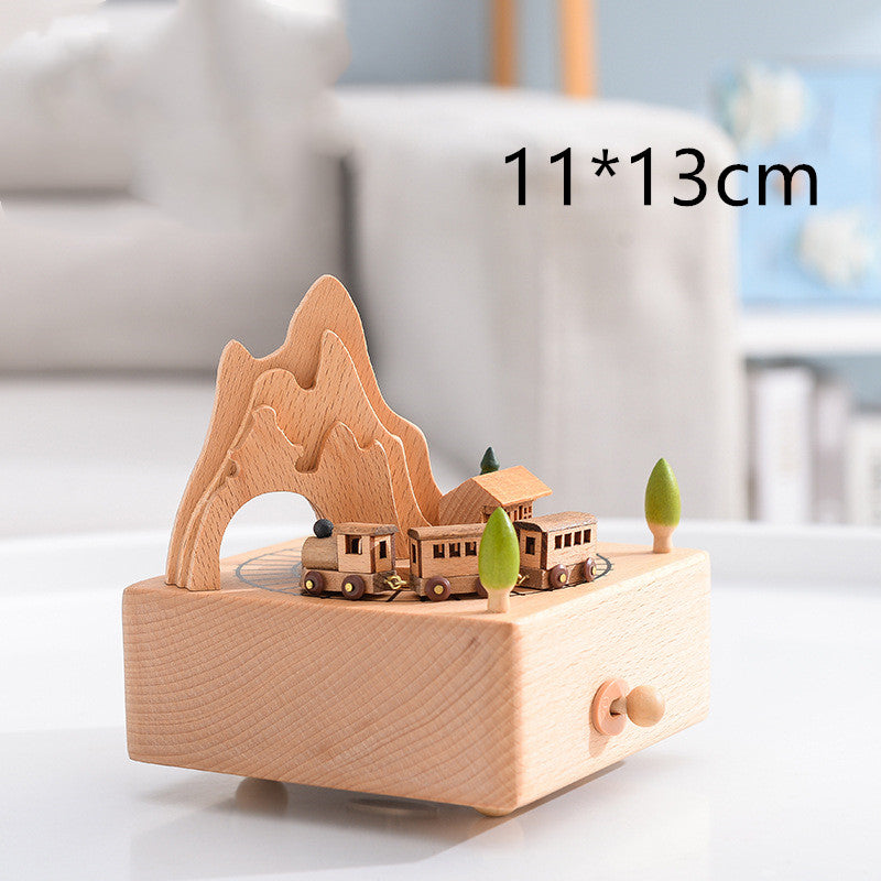 Innovative Rotating Wooden Music Box - Charming Table Decoration