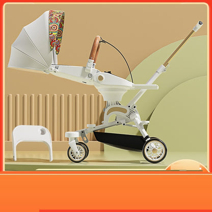 Lightweight Two-Way High-View Stroller | Reclining, Shock-Absorbing, Foldable Design