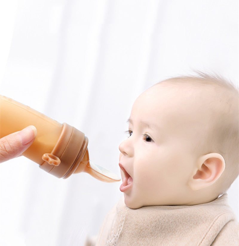 Silicone Rice Cereal Feeding Spoon & Baby Biting Bag