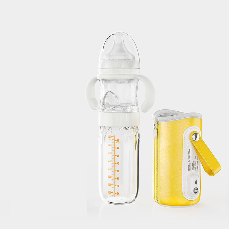 USB Heated Constant Temperature Glass Feeding Bottle for Newborns