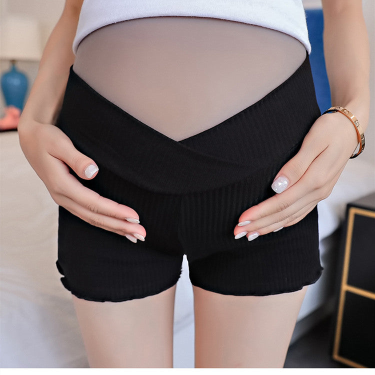 Maternity Belly Lift Low-Waist Safety Shorts black