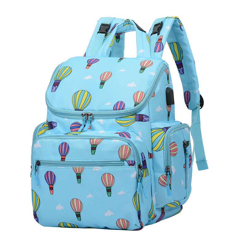 Blue Multifunctional Large-Capacity Mommy Backpack