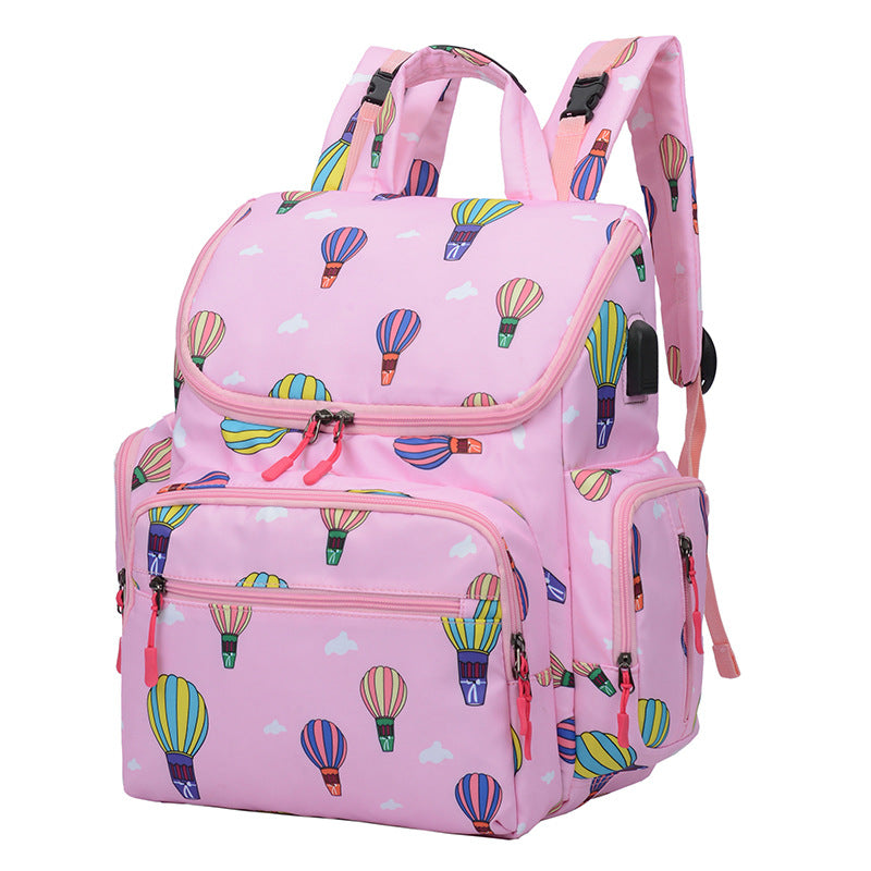 Pink Multifunctional Large-Capacity Mommy Backpack