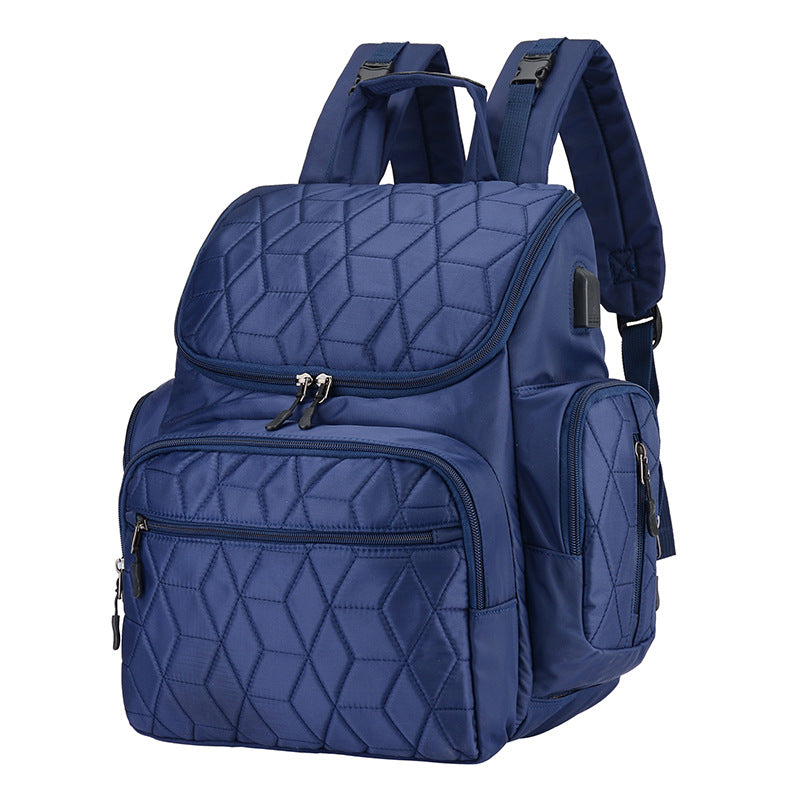 Blue hard Multifunctional Large-Capacity Mommy Backpack