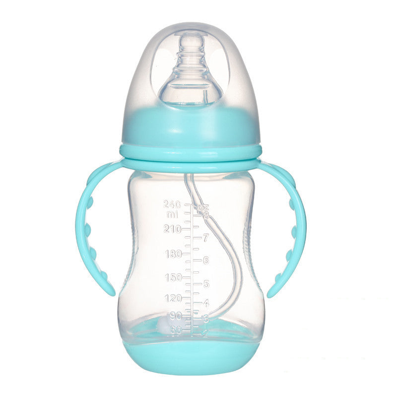 Anti-Colic Wide Caliber PP Baby Bottle with Straw & Handle