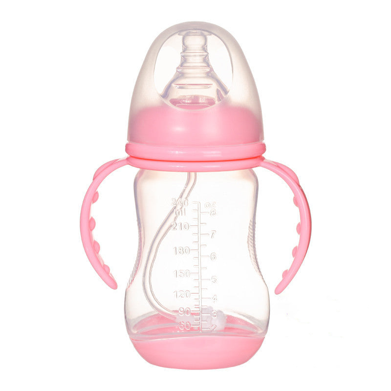 Anti-Colic Wide Caliber PP Baby Bottle with Straw & Handle