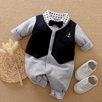 Gentleman Baby Romper - Long Sleeve Baby Clothes