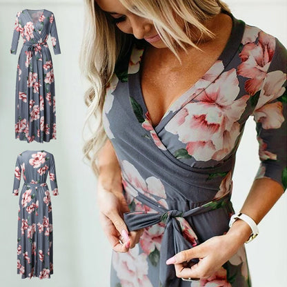 Elegant Printed V-Neck Dress