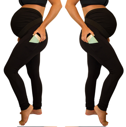 High-Waist Maternity Pants with Side Pockets