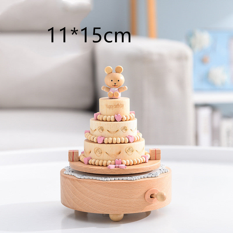 Innovative Rotating Wooden Music Box - Charming Table Decoration