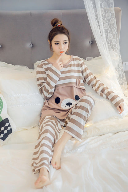 Comfy Cotton Confinement Nursing Pajamas with Round Neck