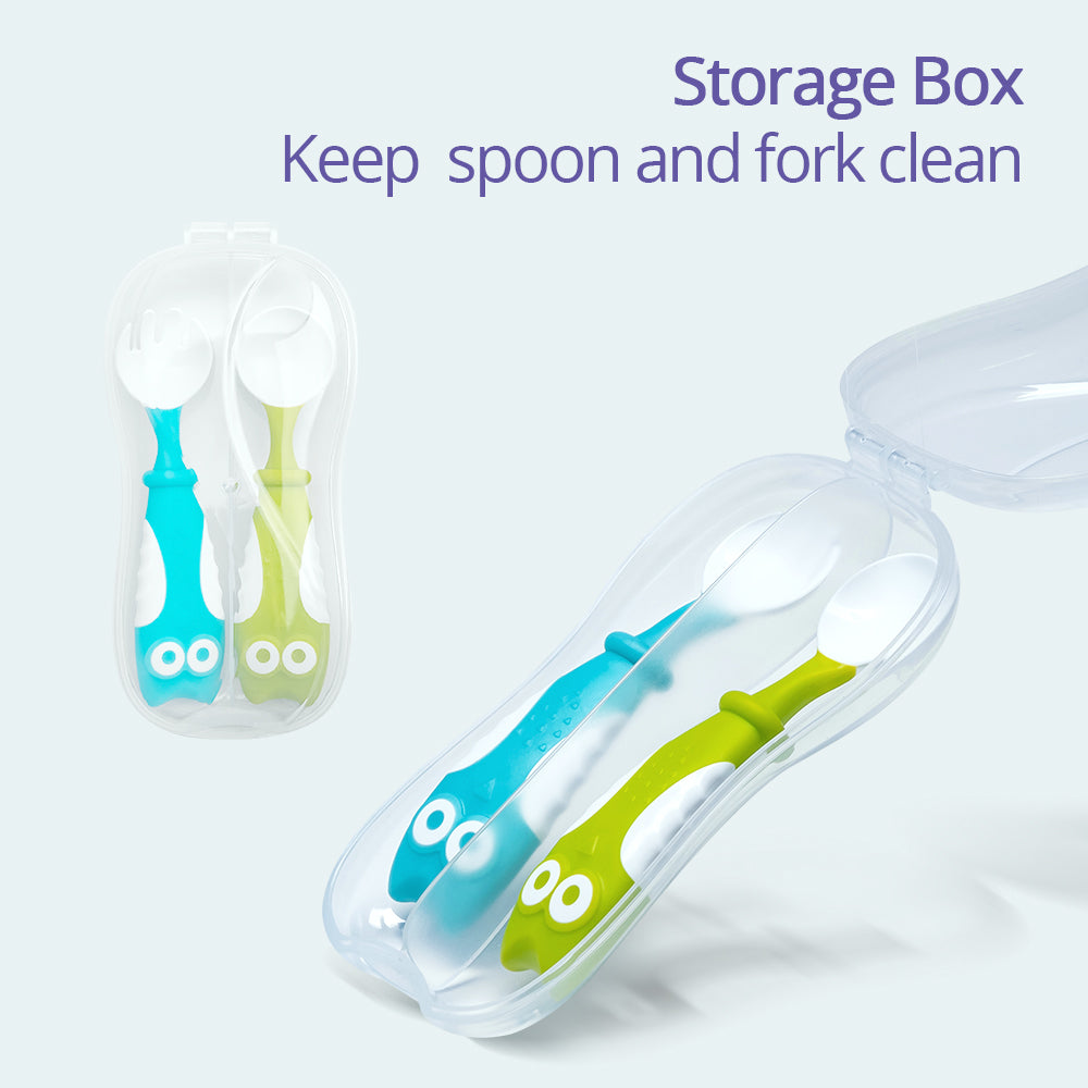 Owl Elbow Baby Training Spoon & Fork Set