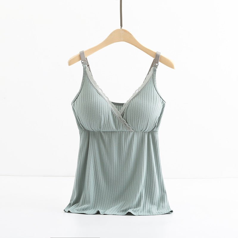 Breastfeeding Friendly Modal Vest with Elastic Cross Bra