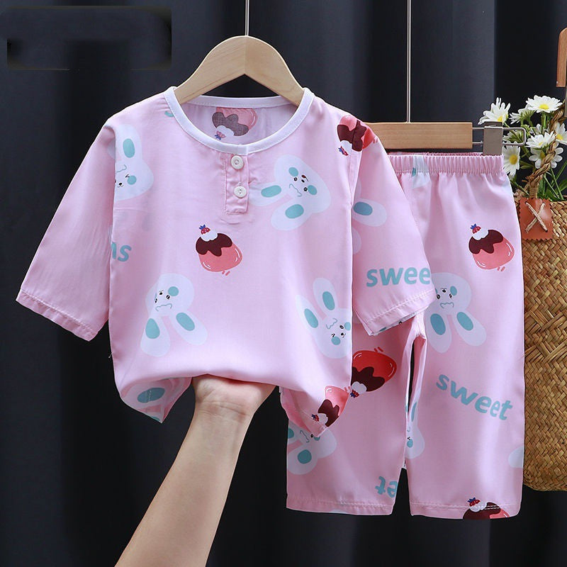 Cartoon Baby Pajamas - Cotton Silk Summer Clothes