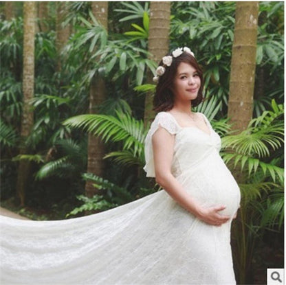 Elegant One-Shoulder Korean Lace Maternity Wedding Dress