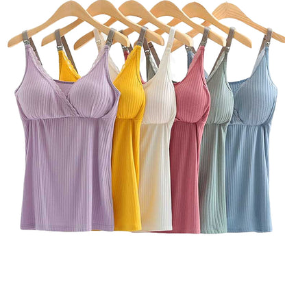 Breastfeeding Friendly Modal Vest with Elastic Cross Bra