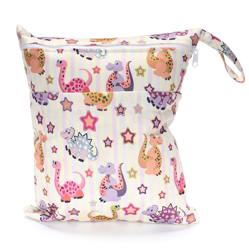 Digital Printing Double Pocket Diaper Bag with dianosor