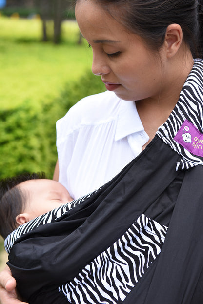 women hold baby with black Cotton Breathable Sling Baby Carrier