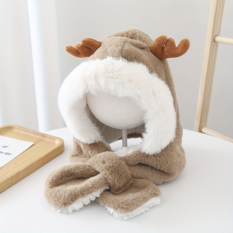 Baby Girl Deer Plush Rabbit Ear Warm Hat - Children's Warm Cap 2024