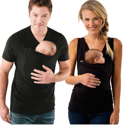 mom and dad carrier baby Comfy Mom Carrier Baby T-Shirt