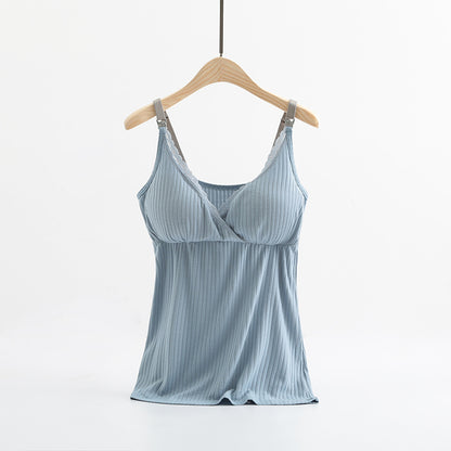 Breastfeeding Friendly Modal Vest with Elastic Cross Bra