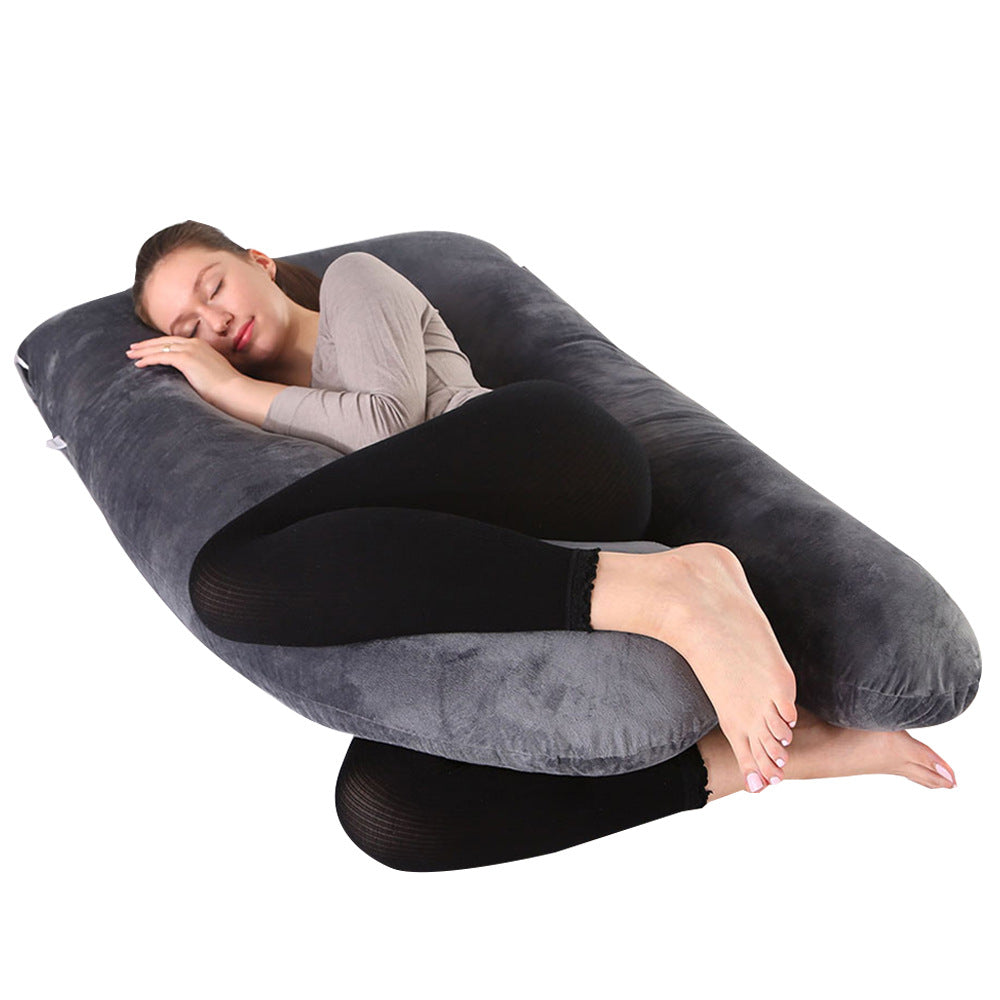 Crystal Velvet U-Shaped Pregnancy Pillow for Straight Leg Support