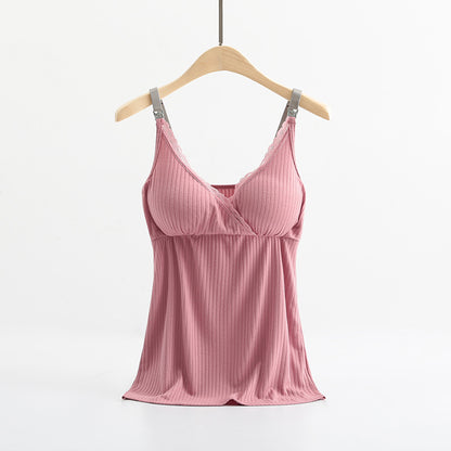 Breastfeeding Friendly Modal Vest with Elastic Cross Bra