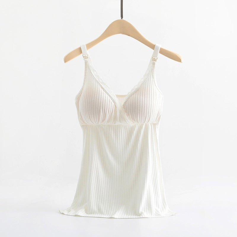 Breastfeeding Friendly Modal Vest with Elastic Cross Bra