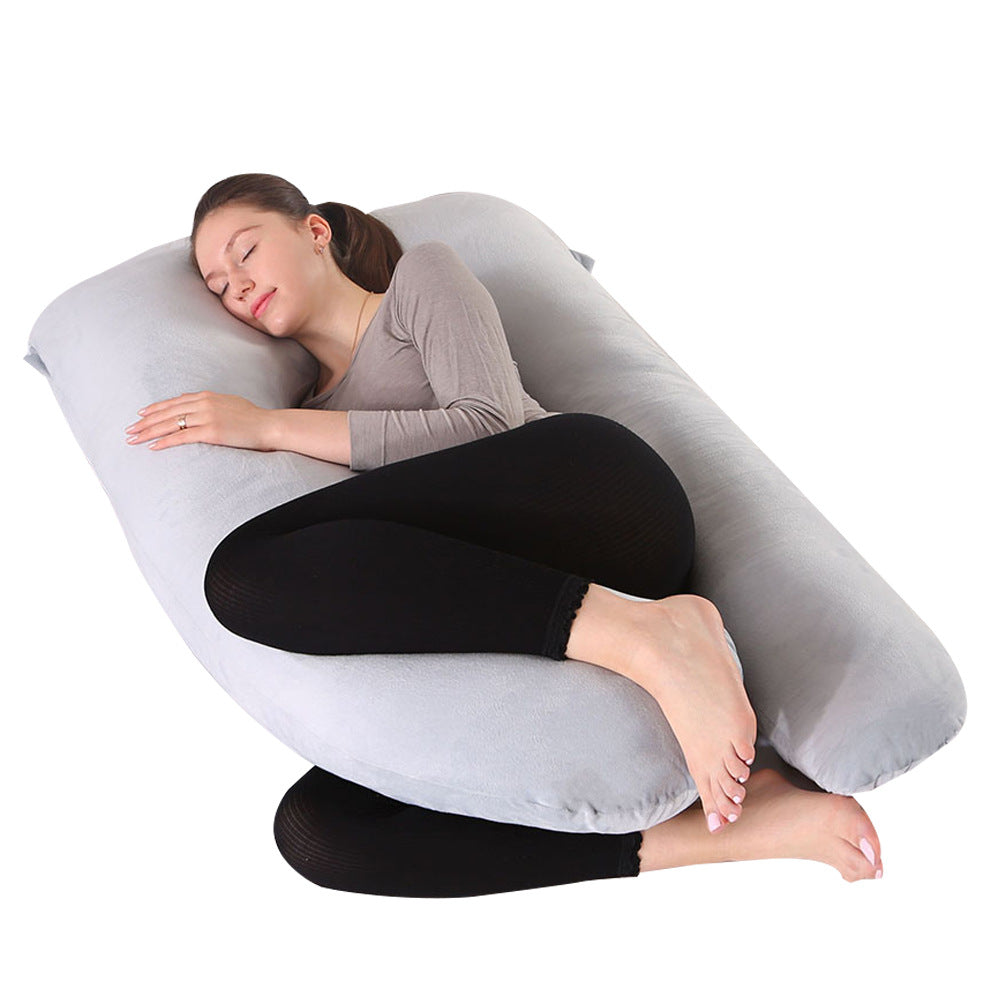 Crystal Velvet U-Shaped Pregnancy Pillow for Straight Leg Support