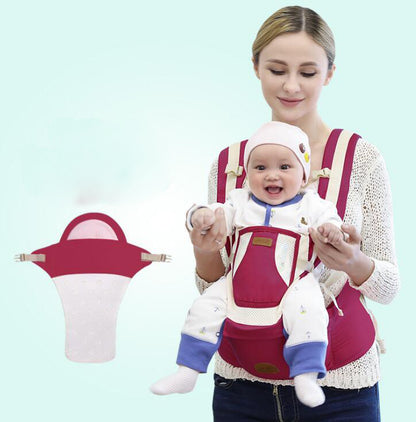 women hold baby in red 3-in-1 Breathable Baby Waist Stool 