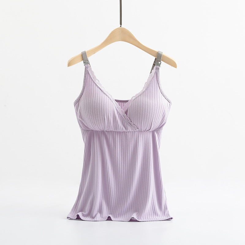 Breastfeeding Friendly Modal Vest with Elastic Cross Bra