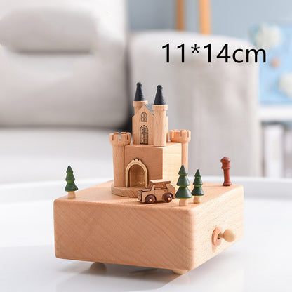 Innovative Rotating Wooden Music Box - Charming Table Decoration