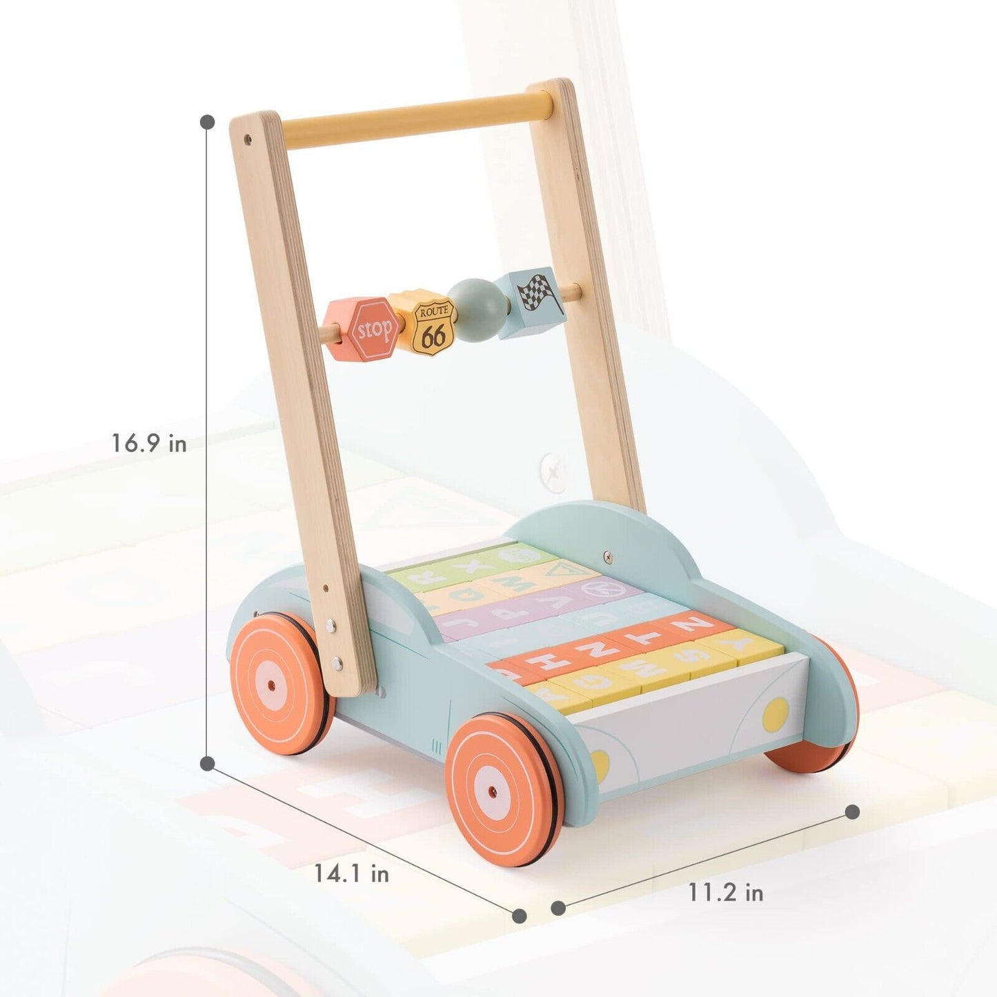 Wooden Baby Walker Push With ABC 123 Toys - Baby Learning Toys Online