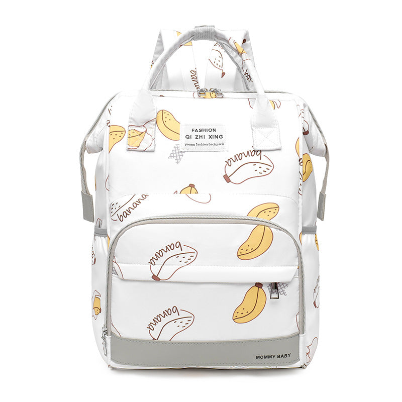 White Multi-compartment Mummy Bag Large Capacity Portable Backpack Baby Diaper Bag