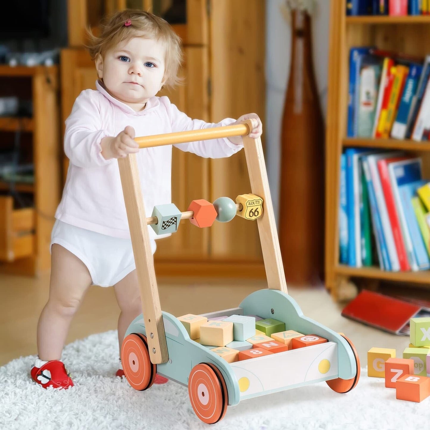 Wooden Baby Walker Push With ABC 123 Toys - Baby Learning Toys Online